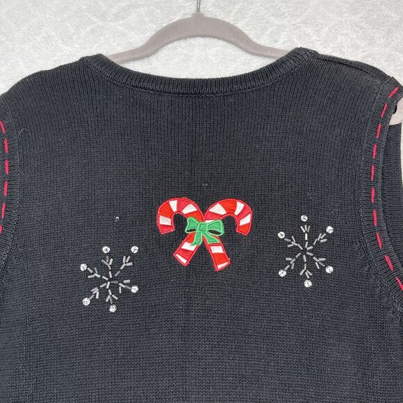 Vtg Ugly Christmas Sweater Vest Womens 2X Holiday Party Embellished Grandmacore - Picture 9 of 14